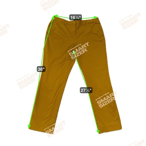 LANDS END Women's Dress Pants Sz 12p Mustard Yellow Mid Rise Straight leg Preppy - Picture 7 of 8